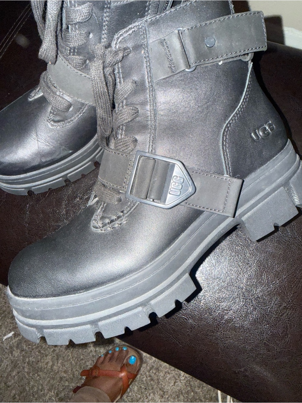 UGG Black Lace-Up Platform Combat Boots